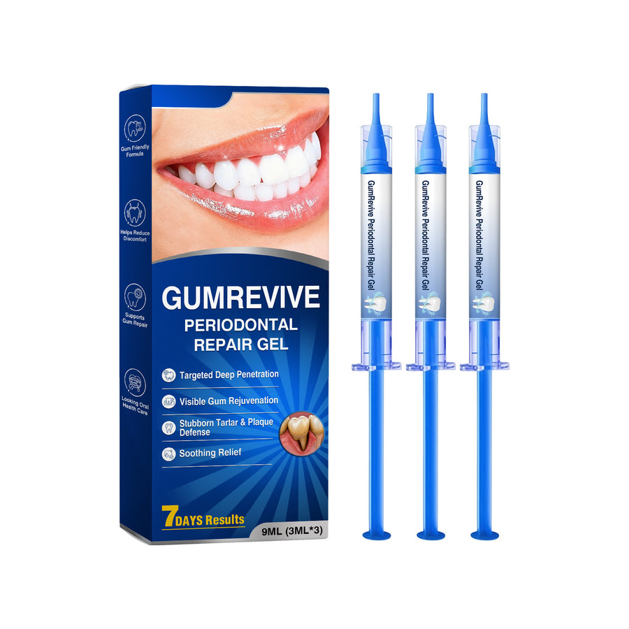 GumRevive Periodontal Repair Gel box with three 3ML applicators, 9ML total